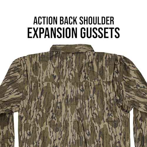 Mossy Oak Chamois Hunting Camo Shirt for Men | Heavyweight Cotton, Button Down Shirt with Pockets