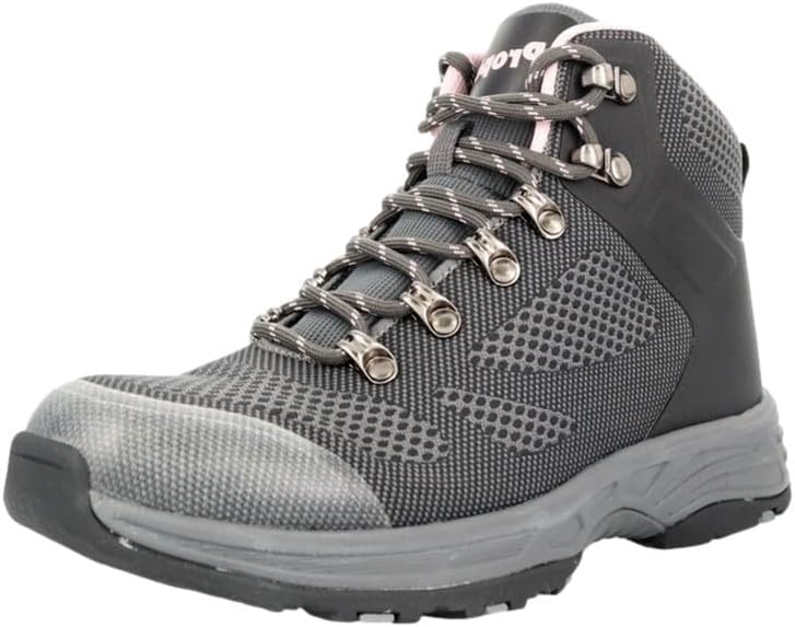 Propet Womens Conni Round Toe Hiking Casual Boots Ankle Low Heel 1-2" - Beige, Grey