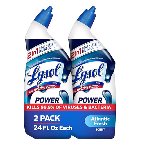 Lysol Toilet Bowl Cleaner, Max Strength Bathroom Cleaning Supplies, Toilet Bowl Cleaner Clinging Gel, Home Essential, Inst...