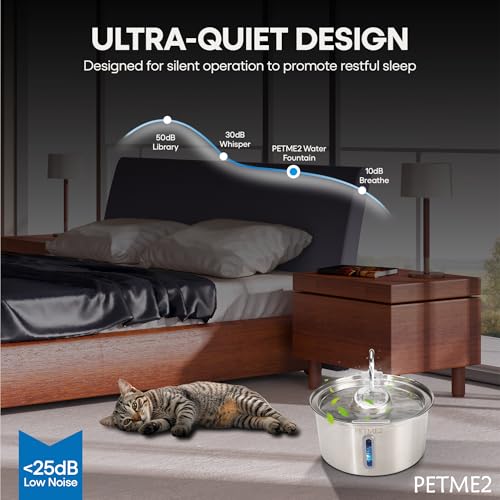 Luxury Smart Pet Fountain 2026 – 3.2L/108oz Stainless Steel Automatic Cat & Dog Water Fountain, Indoor Pet Water Dispenser...