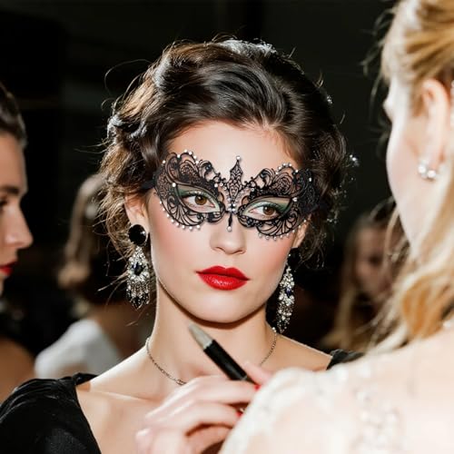 EMORBALS Masquerade Mask for Women, Masquerade Mask for Venetian Ball, Wedding, Mardi Gras&Costume Party, Stretch Cord Design