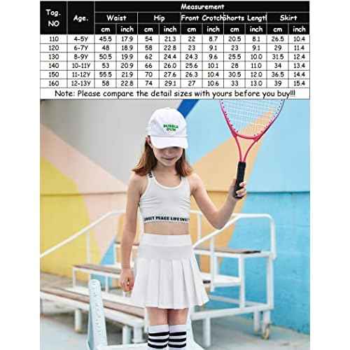 Arshiner Girl's Tennis Skirts with Shorts Athletic Pleated Skirt Workout Performance Skorts with Pockets for Kids 4-13Y