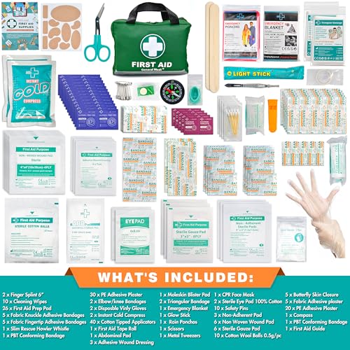 General Medi 210 Piece First Aid Kit- Emergency Kit - Reflective Design - Includes Ice(Cold) Pack, Moleskin Pad and Emerge...