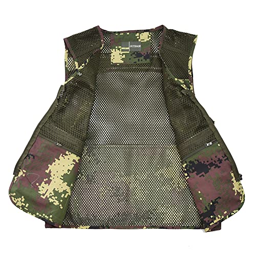 Ziker Men's Mesh Breathable Openwork Camouflage Journalist Photographer Fishing Vest Waistcoat Jacket Coat