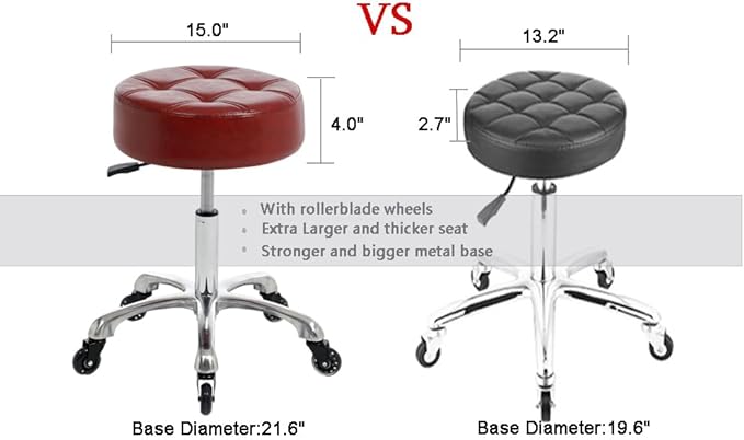 Professional Rolling Salon Stool – Wide Round Seat, Height-Adjustable Heavy-Duty Chair with Wheels for Salon, Spa, Tattoo & Home Office