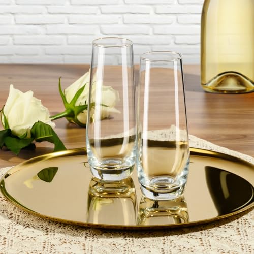 PARACITY Stemless Champagne Flutes 8 oz, Cocktail Glasses, Champagne Glasses Set of 2, Gift for Birthday, Wedding, Christmas