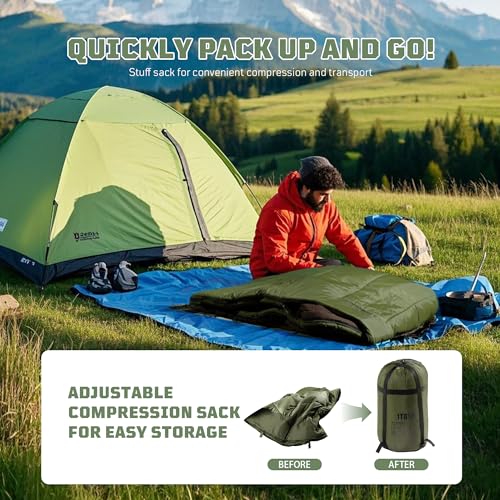 Sleeping Bags for Adults, 34°F to 43°F Ultralight Warm Cold Weather Sleeping Bag for Camping, Backpacking, Hiking, Huntin...