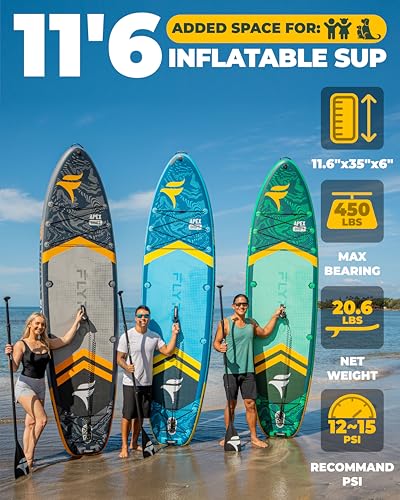 11'6x35'' Extra Wide Inflatable Paddle Board, 2-Pack(Blue & Gray)-450lb Capacity Stand Up Paddle Board for Adults (x3), St...