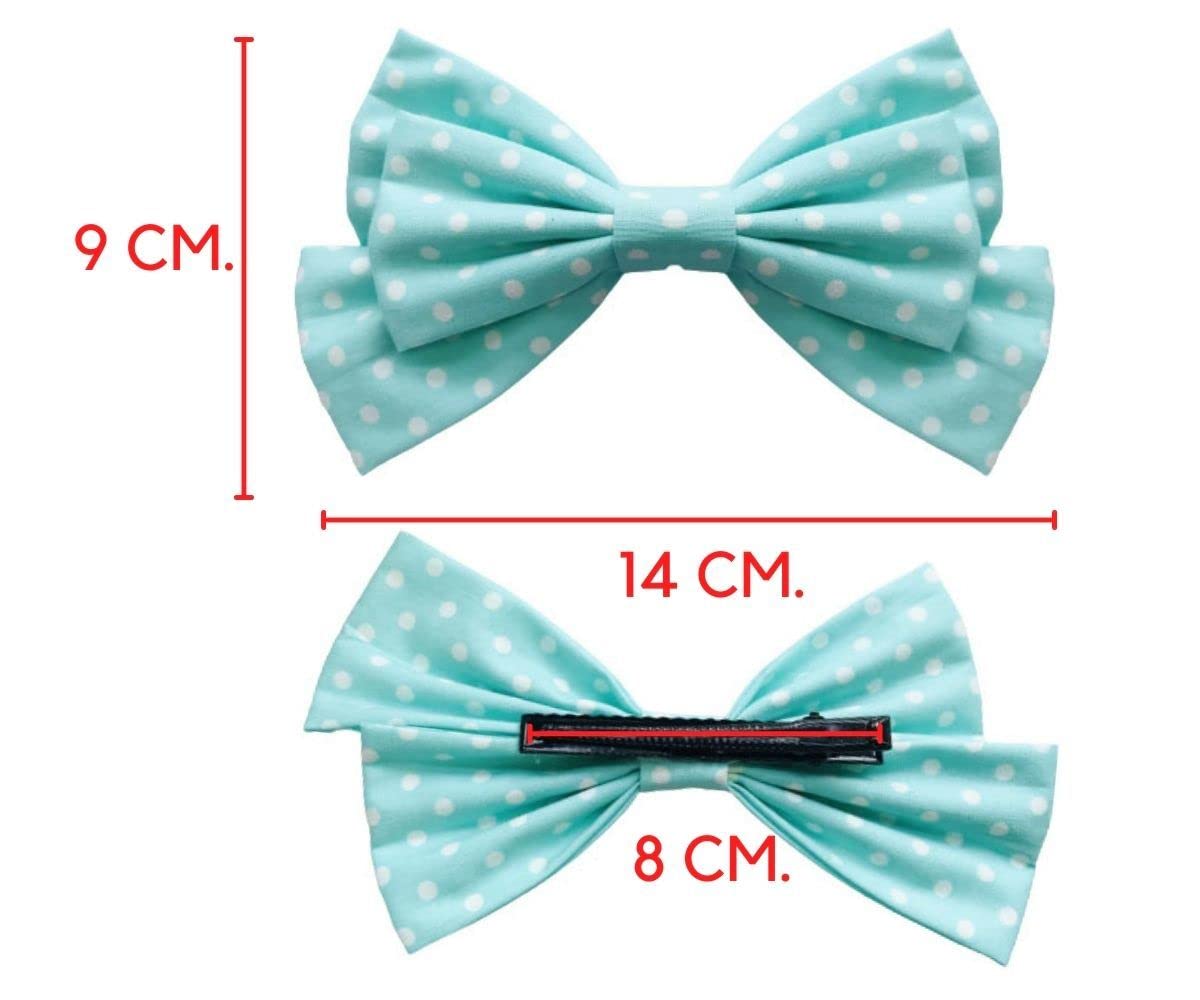 MeeTHan Polka Dot Bows Mice Mouse Hair Clips Ears Elastic Bands Costume Accessories: M12 (Jumbo-Green)