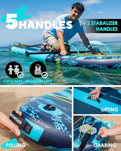 Skatinger 11'6×35" Super Wide Inflatable Paddle Board, Ultra Stable Stand Up Paddleboards for 450lb/3 People/Family/Big Si...