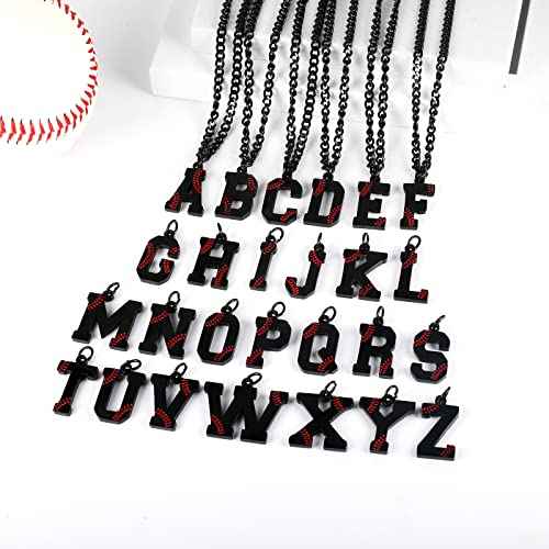 AIAINAGI Baseball Initial A-Z Letter Necklace - Men's Baseball Charm Pendant in Stainless Steel Silver Chain, 22inch Personalized Gift