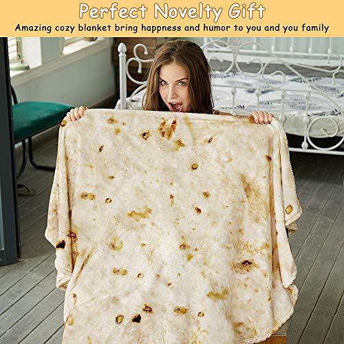 SeaRoomy Burritos Tortilla Blanket, Realistic Food Wrap Blanket Double Sided, Novelty Funny Tortilla Round Soft Blankets (...