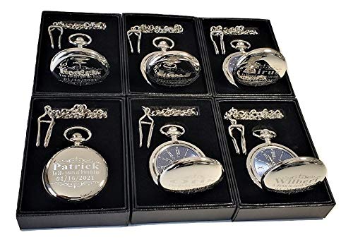 1 Personalized Pocket watch, Vintage style engraved gift. Box included, Stainless chain and engraving is included, Groomsmen, best man gifts for couples and weddings (Rose Gold)