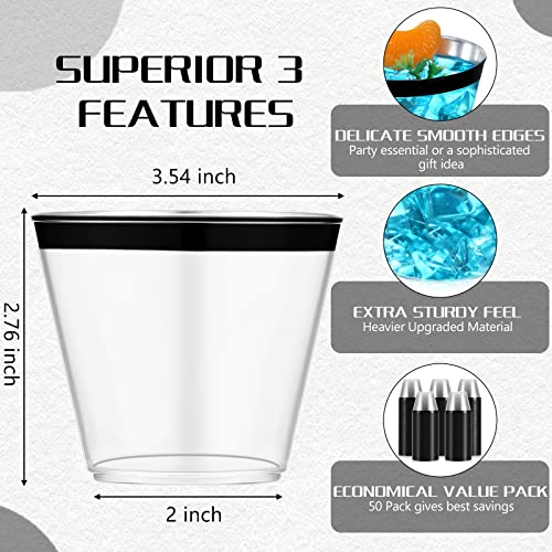 Norme 50 Pcs Plastic Cups 9 oz Rimmed Plastic Cups Heavy Duty Wine Glasses Cocktail Glasses Drinking Tumblers for Valentin...