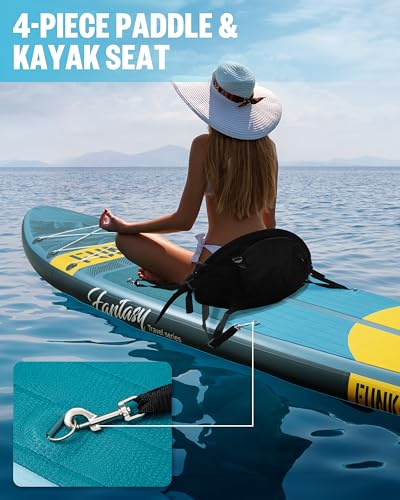 FUNKEE 11’×34"×6" Extra Wide Inflatable Stand Up Paddle Board, Sup Board with Removable Fins, Backpack, Floating Paddle, S...