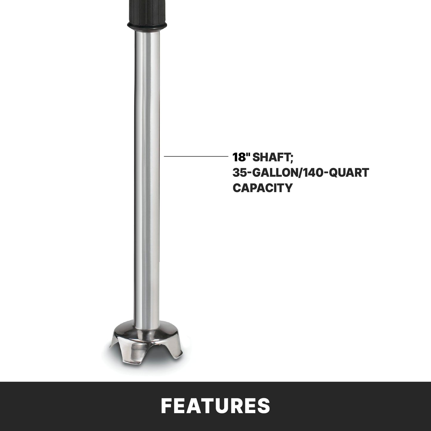 Waring Commercial Big Stix Heavy Duty Stick Immersion Hand Held Blender, 14" Removable Shaft, 1 HP, 700 Watt, Variable Speed, Professional Restaurant Kitchen Grade, 50 Gal Capacity, 120V, 5-15P WSB65, 18 Inch Shaft | 235 Gallon Capacity