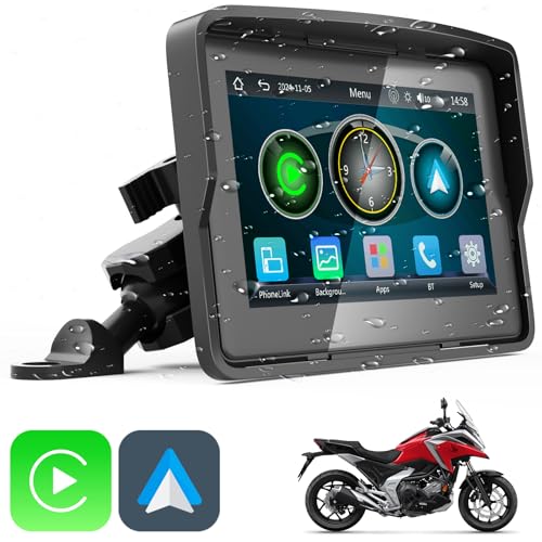 YCV Motorcycle Carplay Screen, Wireless CarPlay & Android Auto for Motorbike, Carplay Motorcycle GPS Navigation, 5" IP67 W...