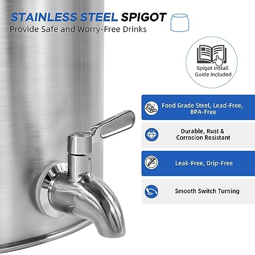RIMOO Stainless Steel Water Dispenser, 2.5 Gallon Drink Dispenser with 18/8 Stainless Steel Spigot & Airtight Lid, Water C...