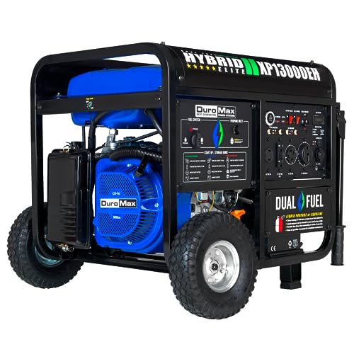 DuroMax XP13000EH 13,000-Watt Dual Fuel Portable Generator - Gas & Propane, Electric Start, Whole Home Backup Power, Trans...