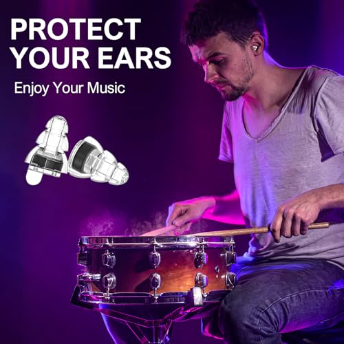 High Fidelity Concert Earplugs for Concerts Musicians，Earplugs for noise reduction，24db Advanced Filter Technology Ear Pro...