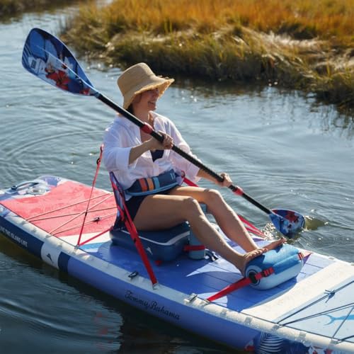 Tommy Bahama Marlin 11’6” 2-in-1 Inflatable Paddle Board/Kayak Package, Includes: Electric Pump, 4-Piece Paddle & Travel B...