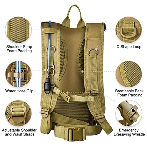 NOOLA Hydration Backpack with 3L TPU Water Bladder, Tactical Molle Water Backpack for Men Women, Hydration Pack for Hikin...