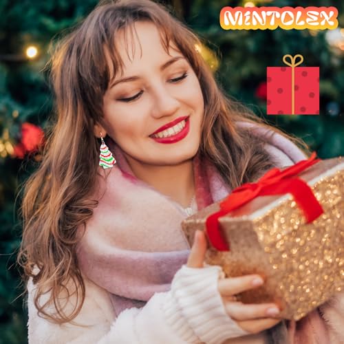 Mintolex Christmas Tree Earrings for Women Acrylic Xmas Drop Dangle Earrings Cute Christmas Holiday Party Costume Jewelry ...