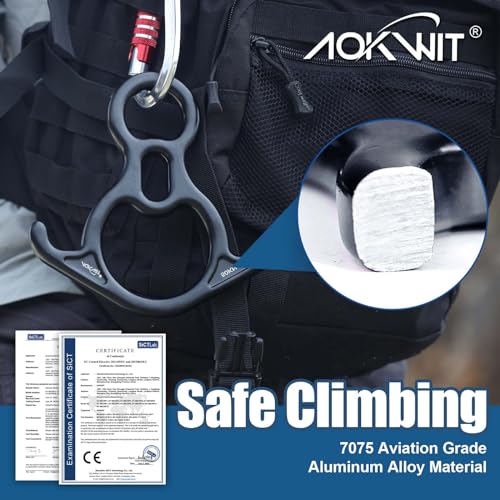 50KN Rescue Figure, 8 Descender Large Bent-Ear Belaying and Rappelling Gear Belay Device Climbing for Rock Climbing Peak R...