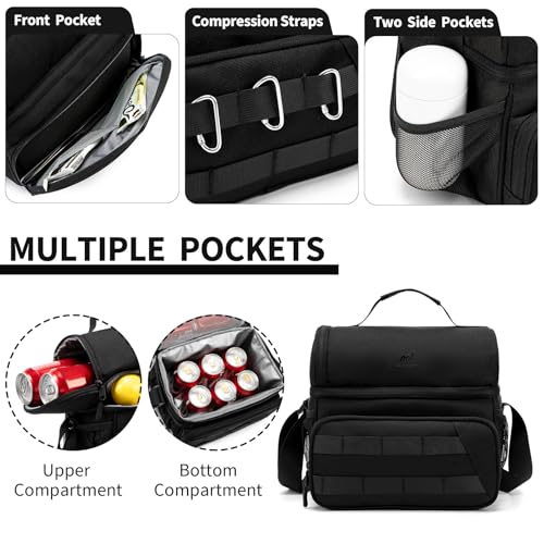 NOL Natural Organic Lifestyle Two Compartment Lunch Cooler Bag for Men, Men's Insulated Lunch Bag, Leakproof Double Decker...