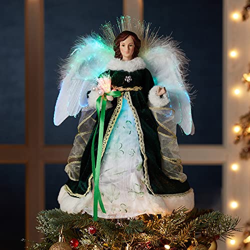 Kurt Adler 12-Inch Fiber Optic Irish Angel Treetop