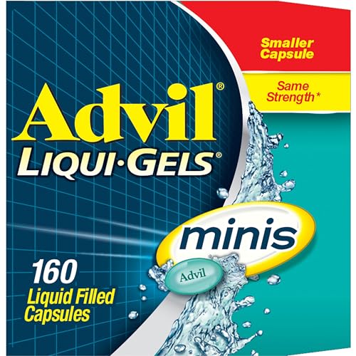 Advil Liqui-Gels Minis Pain Reliever and Fever Reducer, Pain Medicine for Adults with Ibuprofen 200mg for Pain Relief - 160 Liquid Filled Capsules