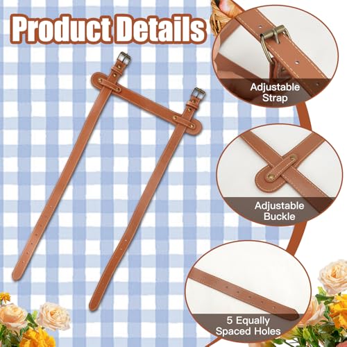 3PCS Outdoor Picnic Blanket Carry Strap, 24.4inch Leather Blanket Straps for Carrying, Yoga Mat Strap, Portable Handle Bed...