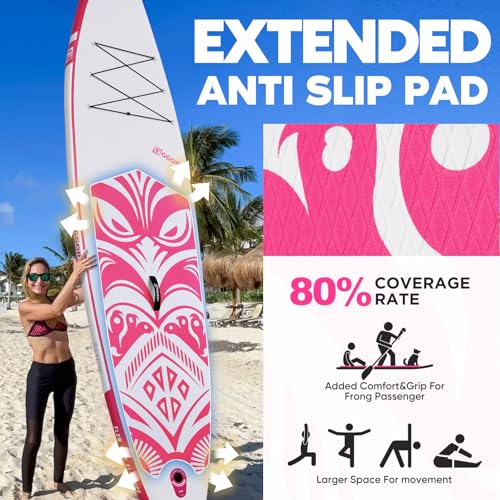 Inflatable Paddle Board,Stand Up Paddle Board Set, Extra Wide SUP Board with Removable Fin, Floating Paddle, Hand Pump, Wa...