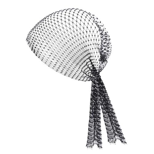 hoyuwak Rhinestone Mesh Headband Head Wrap Head Scarf Hair Scarf Turban Headpiece for Women Hair Styling Holiday Rave Hippie