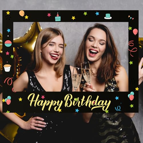 Beeveer 32 x 24 Inch Photo Booth Selfie Frame Prop Booth for Birthday Event Parties Large Blank DIY Cutout Props for Funny...
