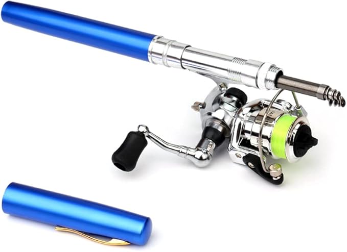 doorslay Pen Fishing Rod Kit Mini Fishing Pole Pocket Pen Rod Set Fishing Rod Pen Portable Telescopic Fishing Rod with Spi...