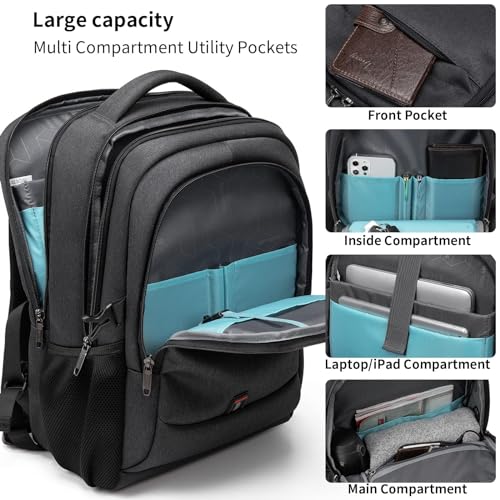 DUSLANG 17 Inch Laptop Backpack for Travel Water Resistant College Backpack for Men/Women Laptop Bag with USB Charging Por...