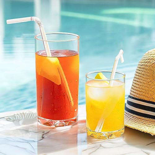 Amazing Abby Liberty 10-Ounce and 16-Ounce Tumblers (Set of 8), Drinking Glasses, Reusable Cups, BPA-Free, Shatter-Proof, ...