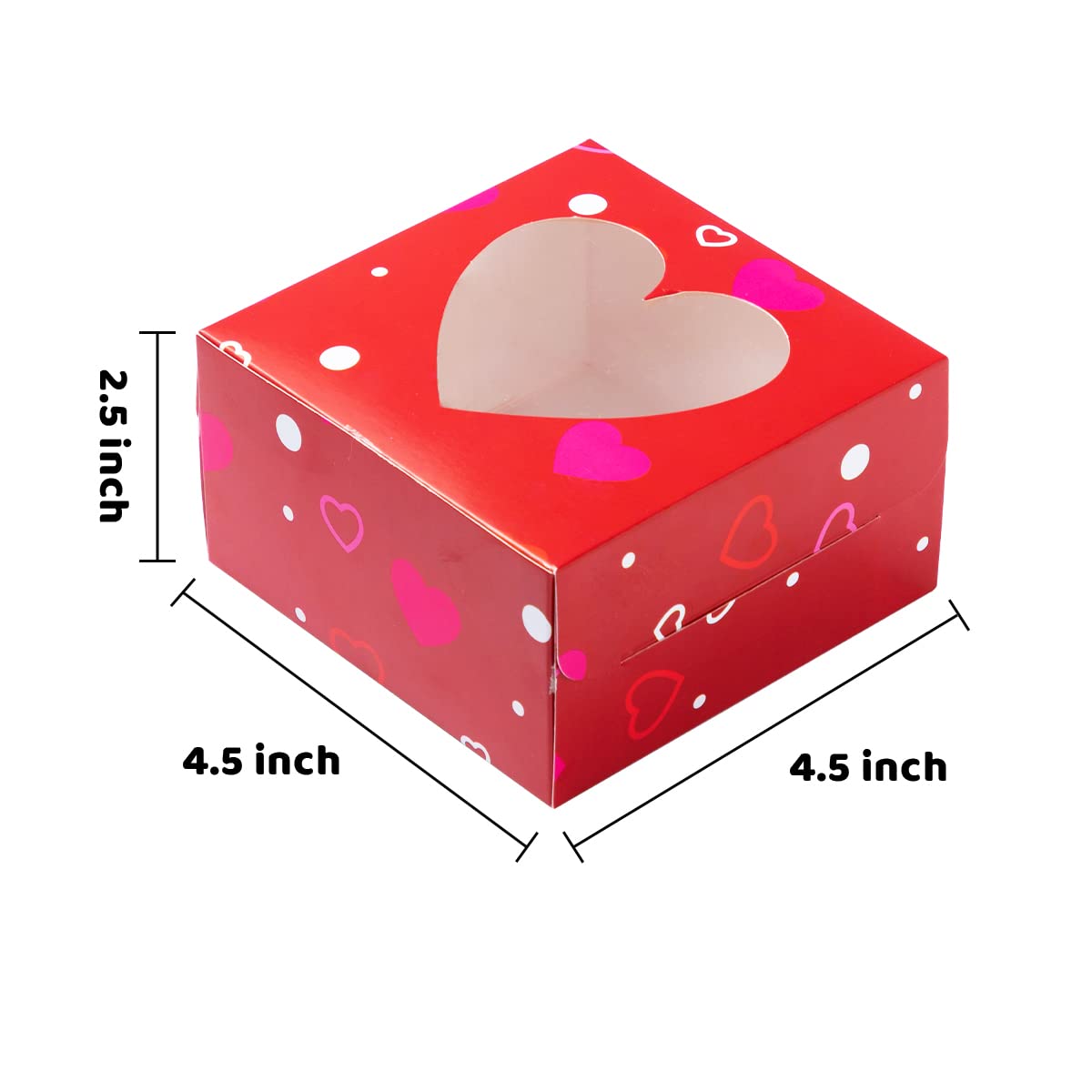 JOYIN 24 Pcs Valentine’s Day Bakery Treat Boxes, Valentines Cupcake Boxes, Cookie Boxes with Window for Holiday Pastries, Doughnut, Cookie, Cupcakes, Brownies, Truffles Gift Giving