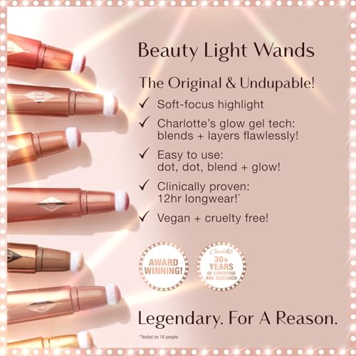Charlotte Tilbury Beauty Light Wand Liquid Highlighter Makeup - Soft-Focus Highlighter & Blush for Cheeks - Pearlescent, W...