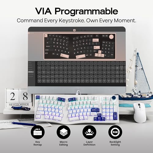 MechLands Feker Alice98 Ergonomic 98 Keys Custom Mechanical Keyboard, VIA Programmable, USB-C Wired Gaming Keyboard, Hot S...