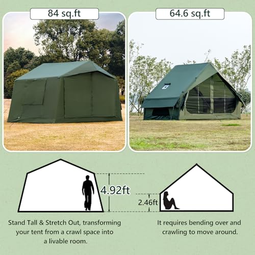 WaldZimmer Inflatable Camping Tent with Hand Pump Waterproof Outdoor Blow up Tent 2-8 Person Oxford 4 Season Glamping Air ...