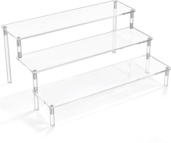 Acrylic Display Risers,Clear Display Risers Stand Small Mini Shelf 3 Tiered Cupcake Stand for Food Desserts Stand Shelves ...