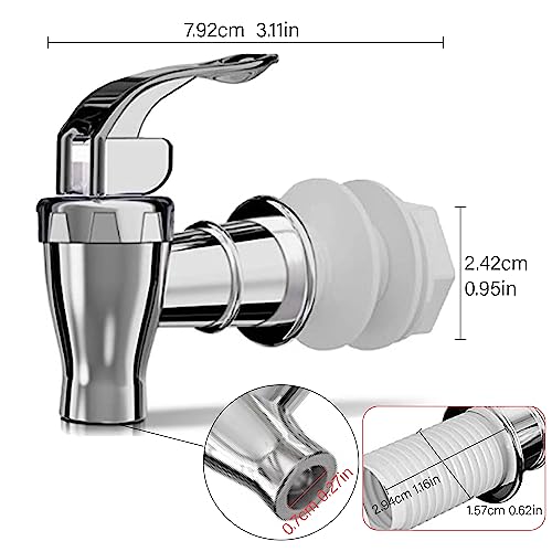 joaoxoko Spigot for Beverage Dispenser,2 Pack Beverage Dispenser Replacement Beverage Faucets Silver Faucets for 2 Gallon,...