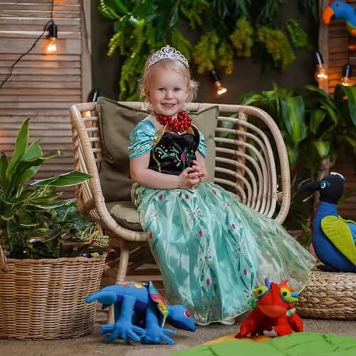 WOXVM Anna Princess Dress for Girls Anna Costume Christmas Birthday Party Princess Dress up Elsa Costume with Accessories