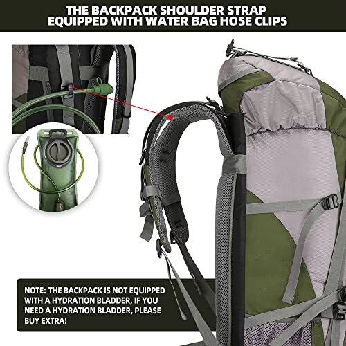 King'sGuard 70L Hiking Backpack with Rain Cover Lightweight Waterproof Travel Camping Backpack Large Backpacking Pack