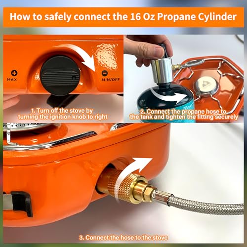 Cofiyard 1-Burner Propane Stove Portable Camping Stove with Carry Strap, Backpacking Camp Stove for Outdoor Cooking, Flic...