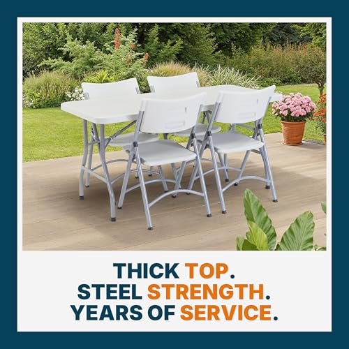 OEF Furnishings OEFBT Series Rectangular Commercial-Grade Premium Industrial Folding Table, Heavy-Duty Blow-Molded Design ...