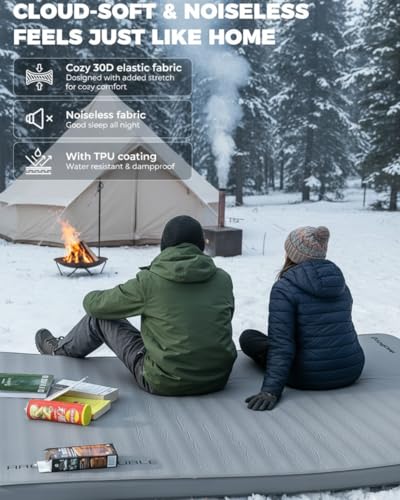 KingCamp Premium Double Self Inflating Sleeping Pad with Air Pump, 7.5 R-Value Air & Foam Camping Mattress 2 Person, 3" Th...