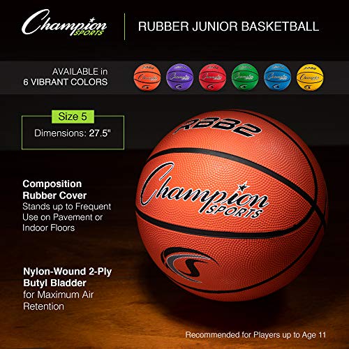 Champion Sports® Rubber Basketballs – Heavy Duty Pro-Style, Indoor/Outdoor Use, Premium Basketball Equipment for Physical ...